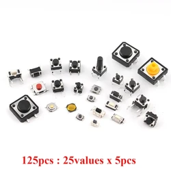 125PCS Micro Switch Kit - 25 Varieties of Push Buttons, Tactile Switches for DIY, Home, and Toys (DIP & SMD)