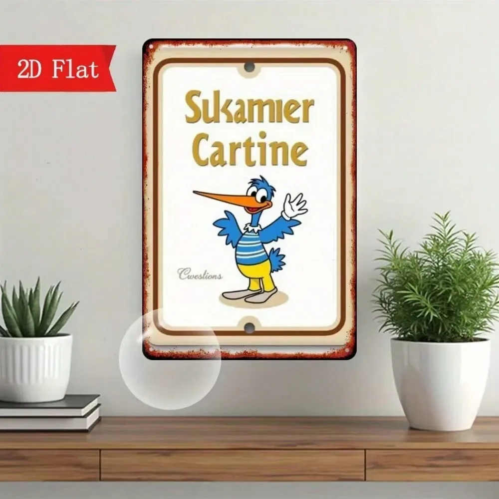 CartoonBirdVibe 2D شقة خمر الكرتون الطيور علامة معدنية 8x12 "-داخلي/خارجي ديكور احتفالي للمنزل بار مقهى 1 قطعة #2