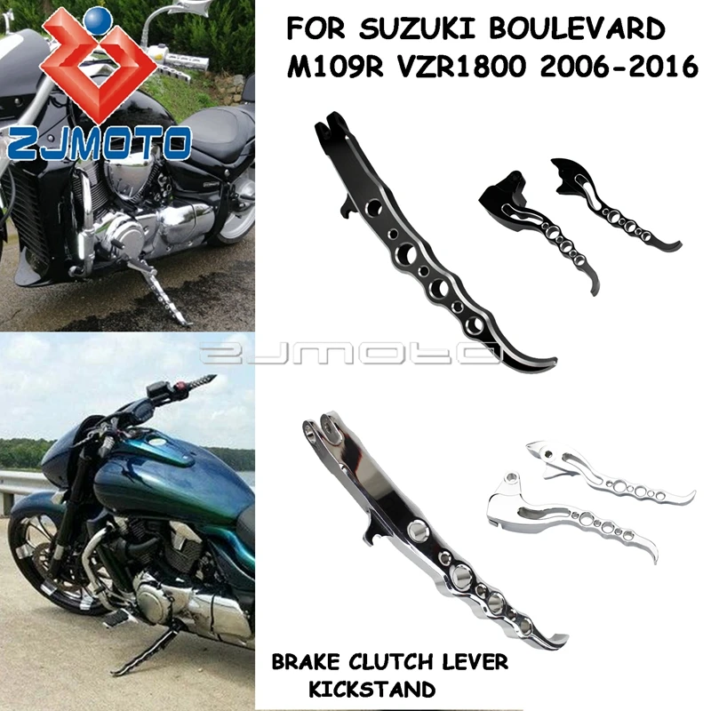 For Suzuki Boulevard M109R Loophole Brake Clutch Lever & Exotic Kickstand For VZR1800 VZR M109 Cruiser Hand Lever Side Stand