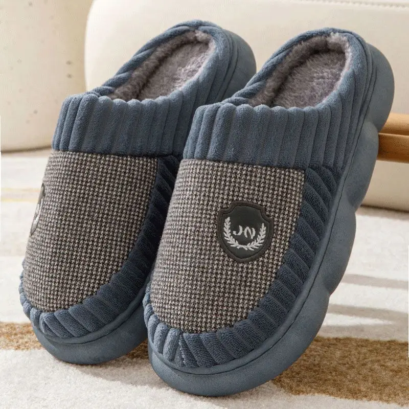 

Cotton slippers 2025 thick cotton slippers men's winter thick soled indoor warm woolen slippers home
