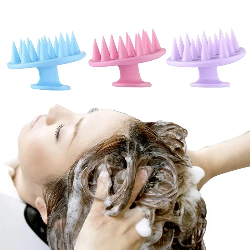 Head Massage Instrument Silicone Hair Scalp Massage Brush Comb Shampoo Hair Washing Comb Magic Handle Brush Spa Massage Brush