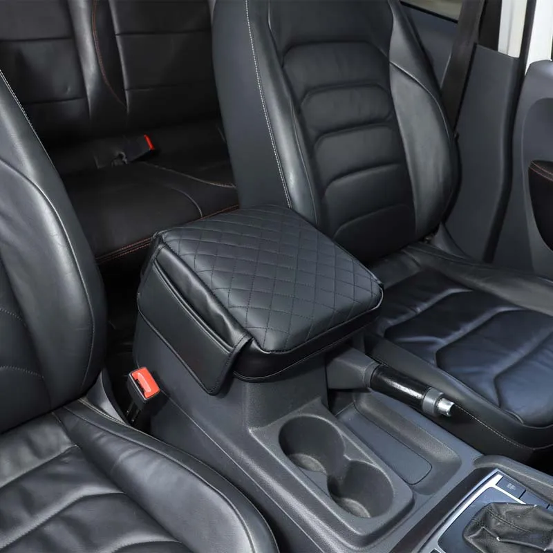 Leather Black For Volkswagen Amarok 2011-2022 Car Center Console Armrest Box Cover Car Modification Accessories