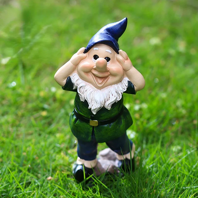 Resin dwarfs don't listen, don't talk, don't look at dwarfs ornaments garden outdoor decorations home crafts