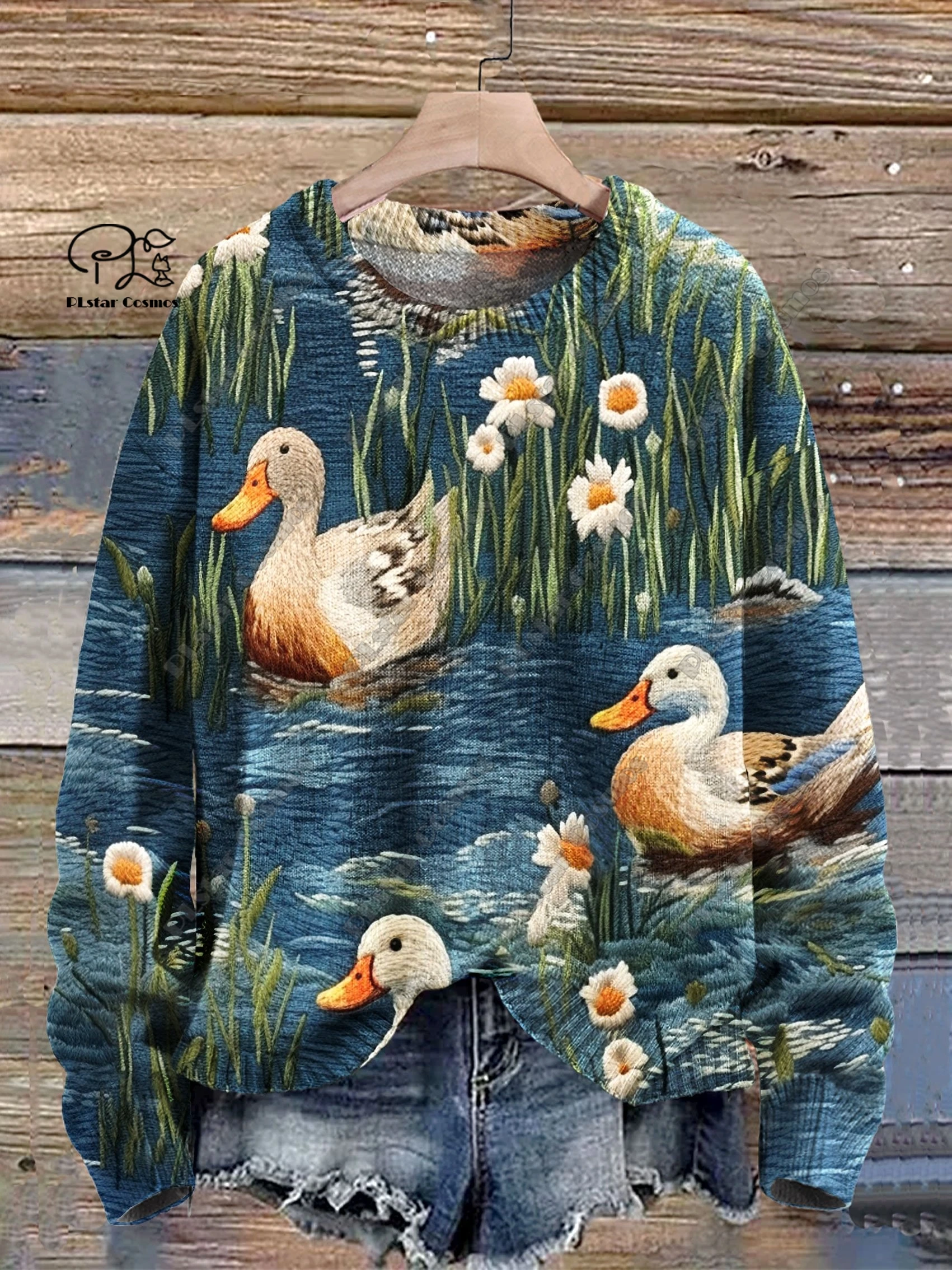 

PLstar Cosmos new 3D printed animal series pattern ugly sweater winter street casual unisex