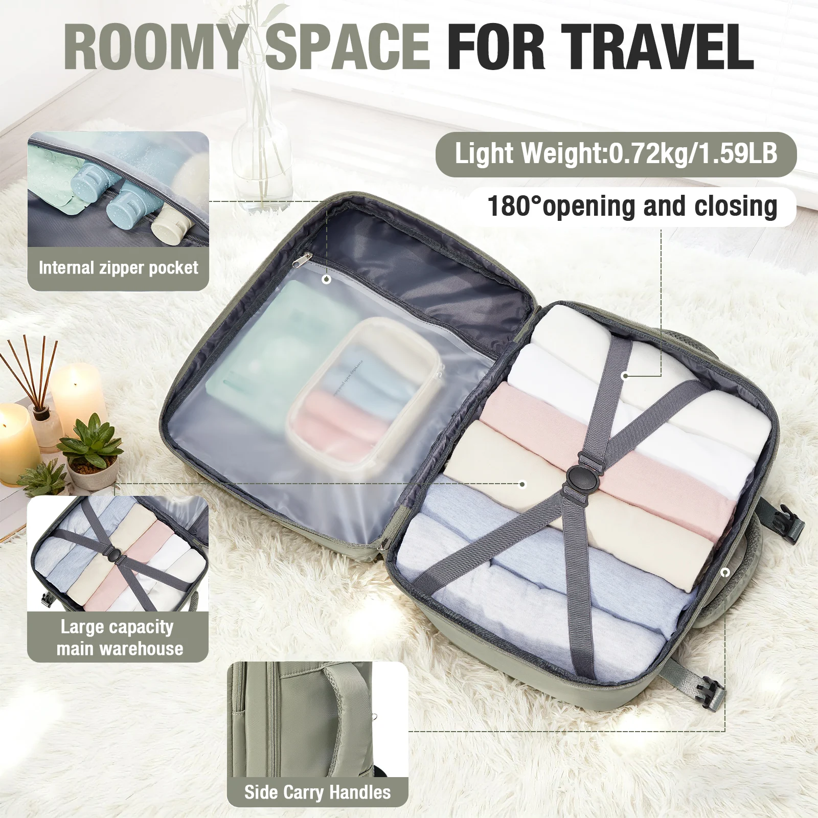 حقيبة أمتعة المقصورة، Ryanair 40x30x20 حقيبة الرجال النساء 15.6 بوصة حقيبة كمبيوتر محمول الأعمال العمل حقيبة السفر، حقيبة المدرسة الجامعية #3