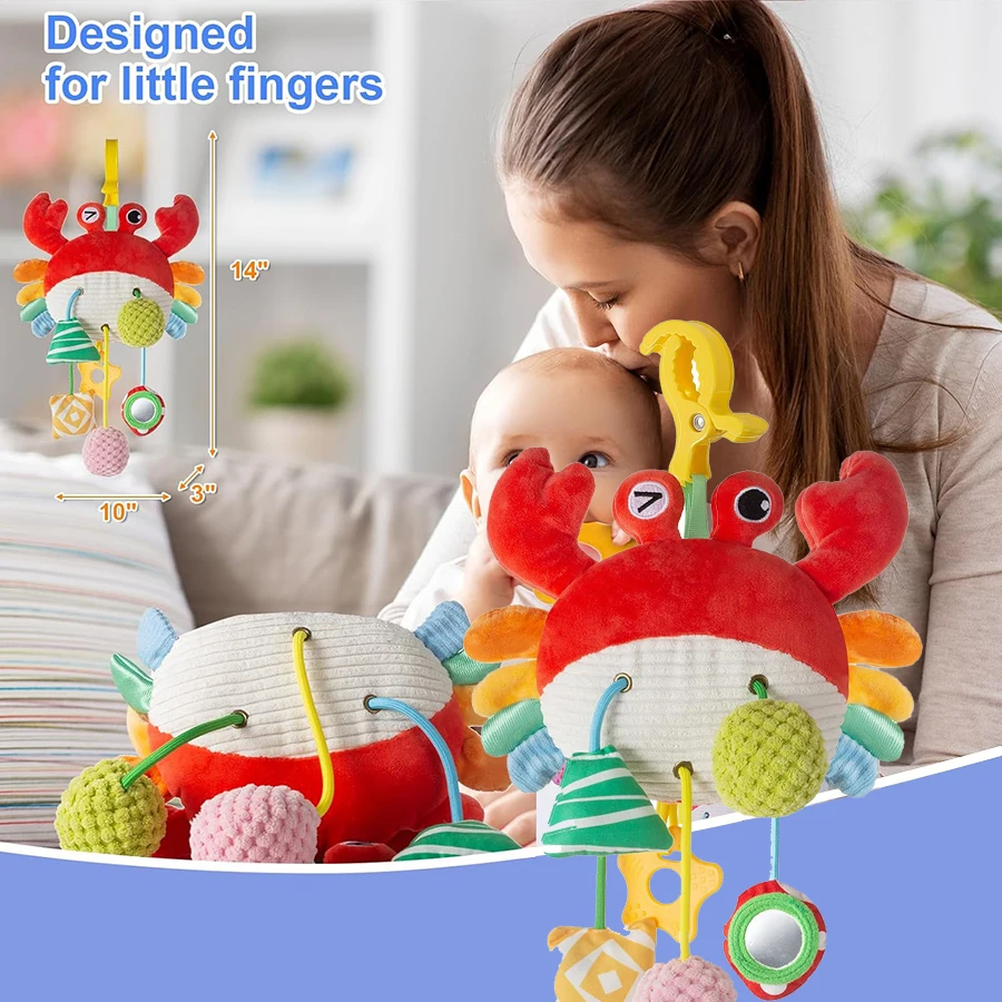 ของเล่นติดเบาะรถยนต์สำหรับเด็กทารก 0-6 เดือน, ของเล่นติดรถเข็นเด็กพร้อมคลิปหนีบใช้งานสะดวก, ของเล่นติดเบาะรถยนต์แบบแขวน มีเสียงดังเอี๊ยด มีกระจกสำหรับเด็กทารก