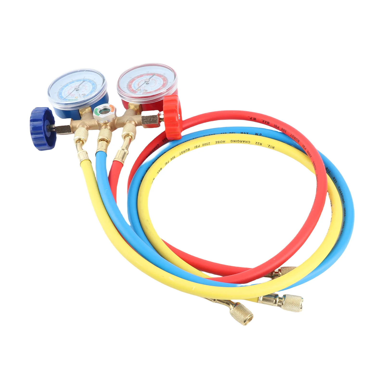 冷媒マニホールドゲージ エアコン冷媒充電ホース ゲージ付き R12 R22 R404A R134A用