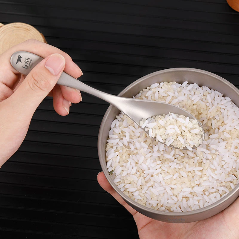 Keith Titanium Thicken Spoon Fork Kitchen Tableware for Dessert Coffee Soup Spoon Outdoor Camping Hiking Travel Tableware Ti5203