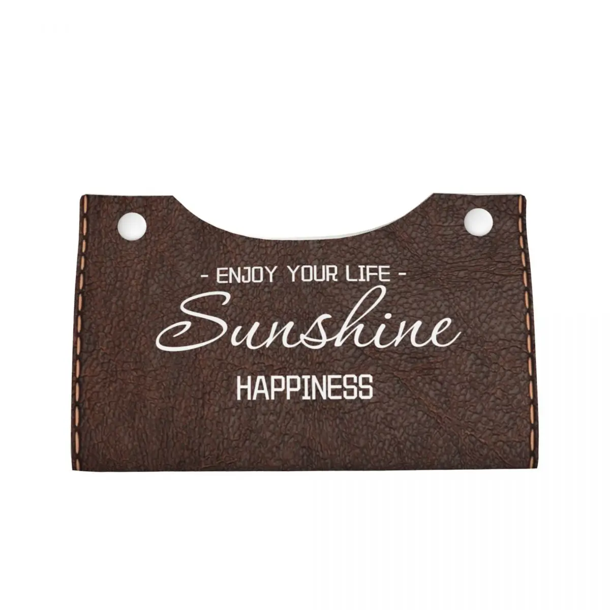 Custom ENJOY YOUR LIFE Sunshine HAPPINESS Facial Tissue Box Cover Rectangular PU Leather Tissue Box Holder for Car Office Home