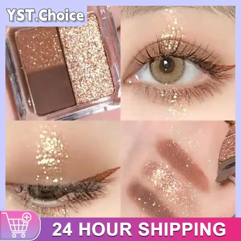 Colors Mashed Potato Sequins Eye Shadow Palette Peach Blossom Mini Portable Luminous Pearlescent Waterproof Eyeshadow TSLM1