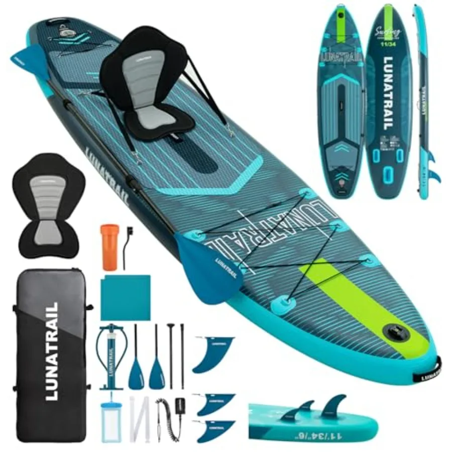 

Extra Long/Extra Wide Inflatable SUP for Yoga Surfing Family Fun Durable PVC Blue Portable Lightweight with Complete Kit