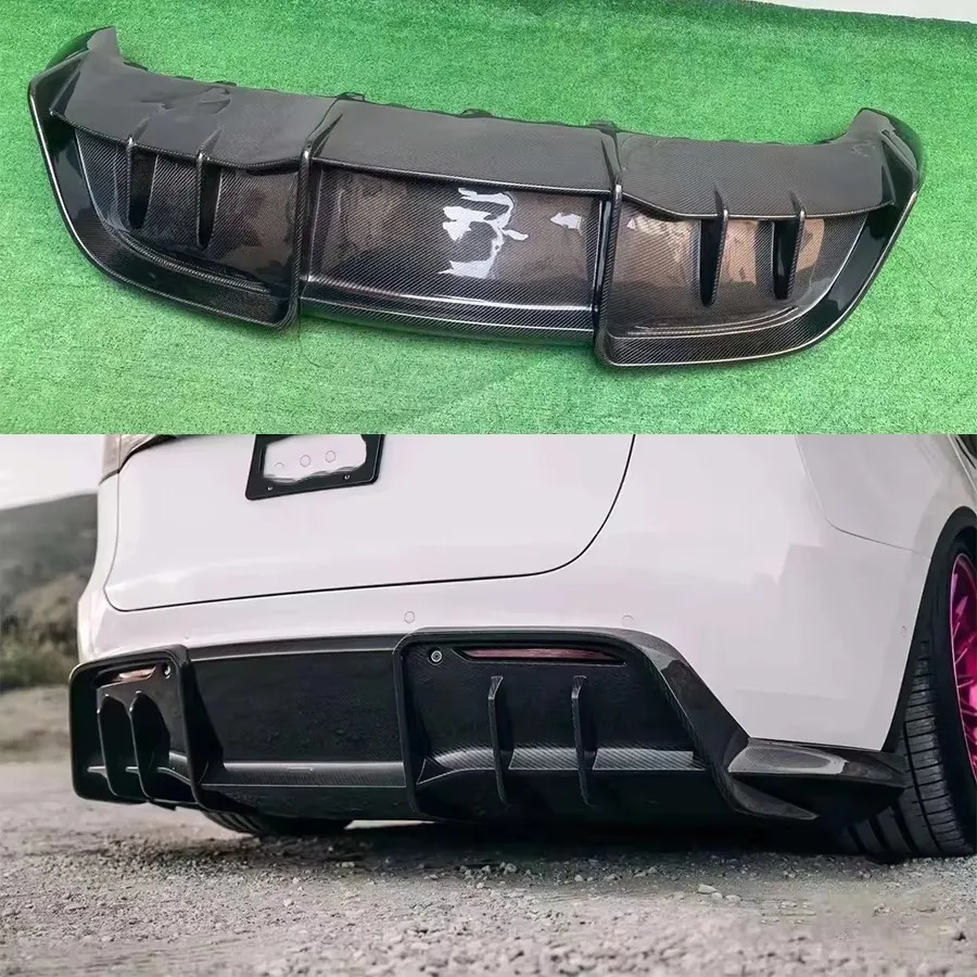 For Tesla Model Y High quality AD style Carbon Fiber Car Rear Bumper Diffuser Rear Splitters Spoiler Back lip Upgrade body kit