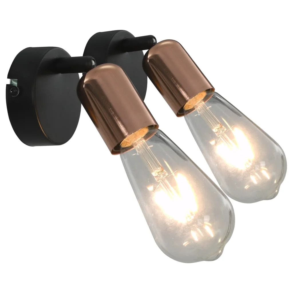 VidaXL lamp spotlights 2 PCs filament bulbs 2W black copper E27