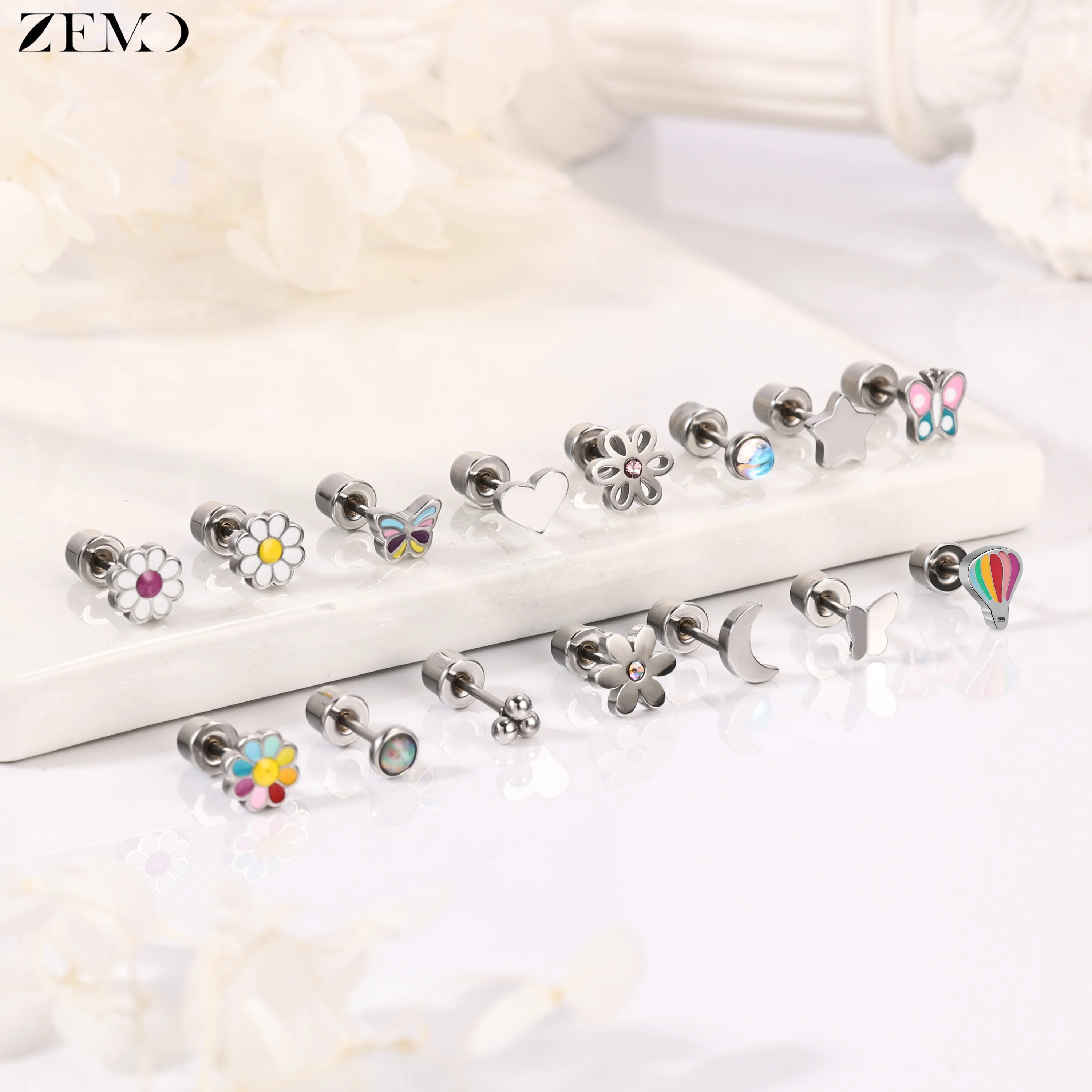 ZEMO 1 Parça 20G Renkli Çiçek  - Conch Earring Hoop incelemesi ve fiyatı