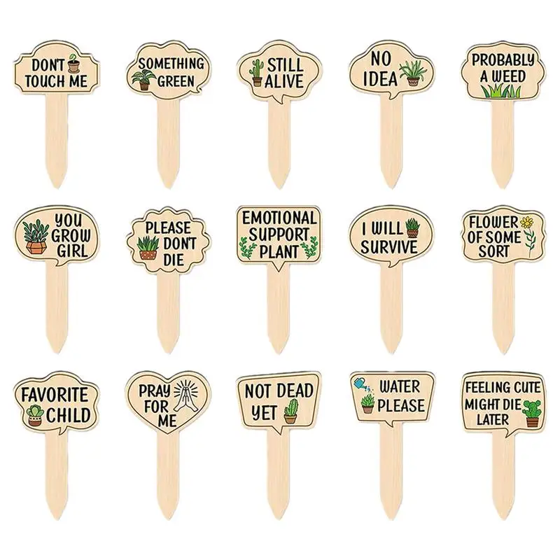 

Garden Labels Garden Plant Markers 15X Waterproof Wooden Stakes With Funny Saying For Labeling Outdoor Indoor Gardening Supplies
