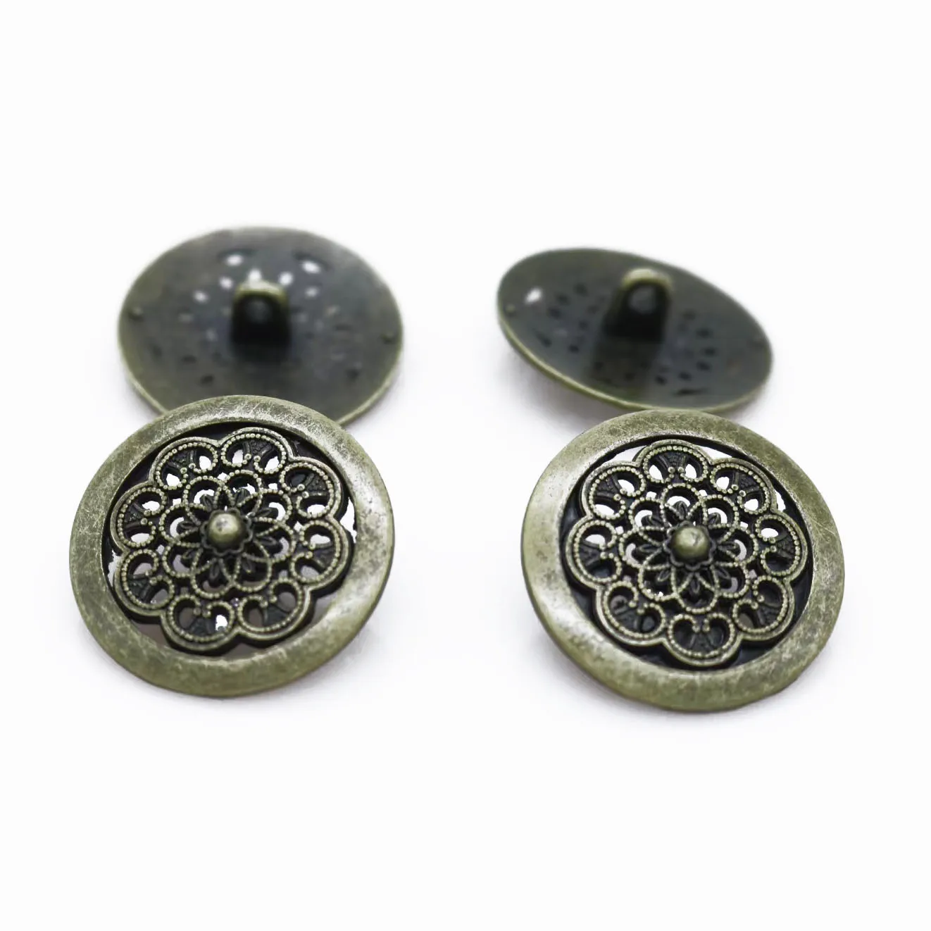 20pcs 20mm&25mm antique silver bronze Hollow flower Pattern Shank Sewing Metal Buttons DIY  Cloth Buttons Round Scrapbook button