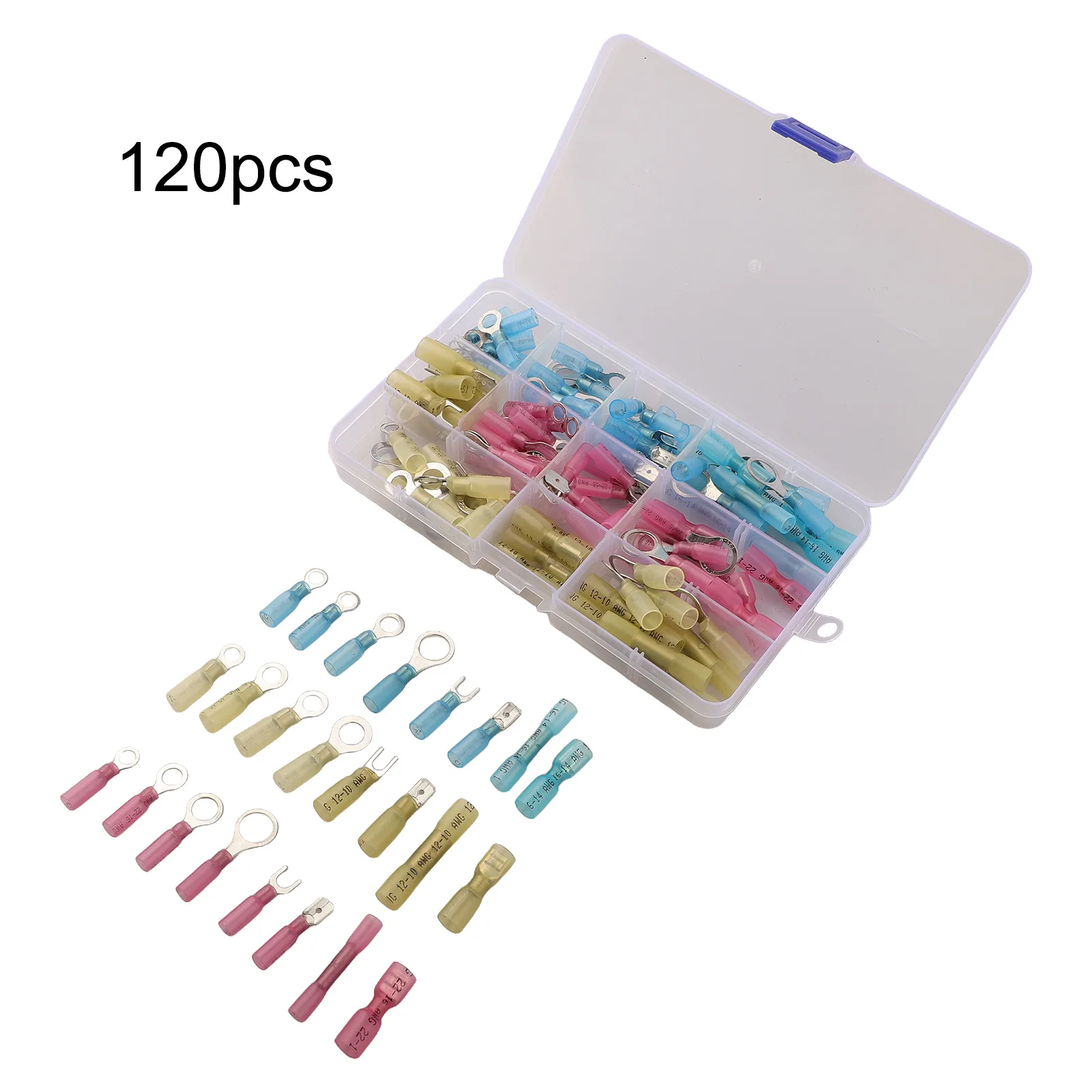 

Heat Shrinkable Electrical Connector Kit 120pcs Assorted Crimp Connectors Designed for Effective Environmental Sealing