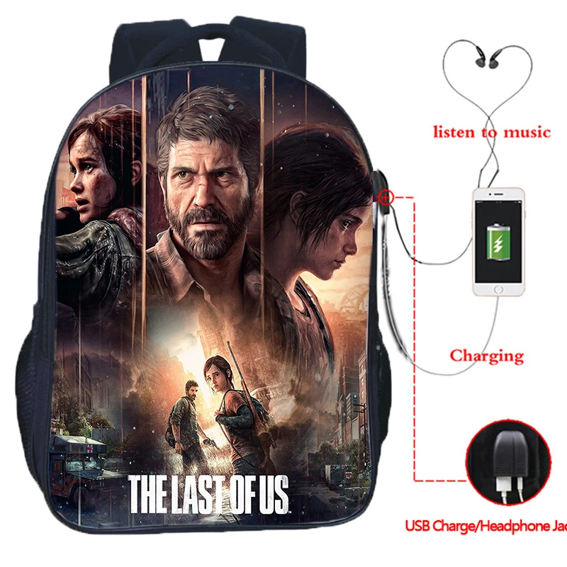 

Рюкзак с принтом «Последний из нас», школьные сумки для студентов, подростковый большой рюкзак с зарядкой через USB, мужской дорожный рюкзак «Снова в школу», Mochila