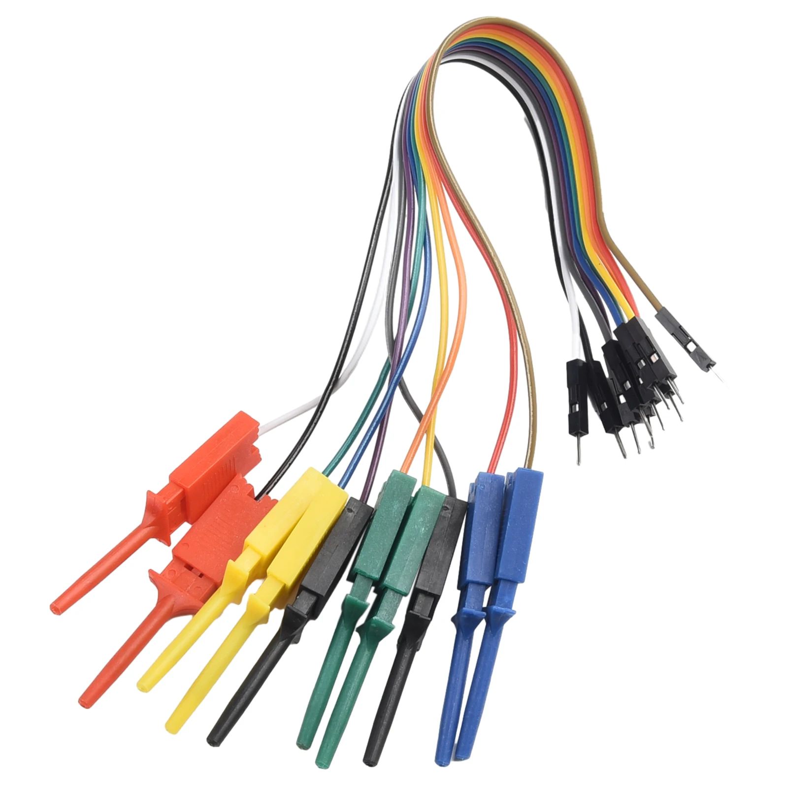 20cm 10 Needle Hook Clip Wire Kit Efficient 5-color Logic Analyzer Male Cable Clip Probe Test Measurement Part