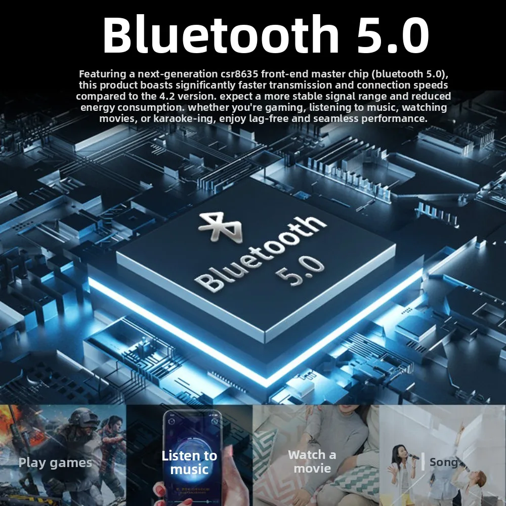 Touch Control Wireless Over Ear Bluetooth 5.0 Headphones Heavy Bass Sports Music Headset with Up To 48 Hours Extra Long Playtime