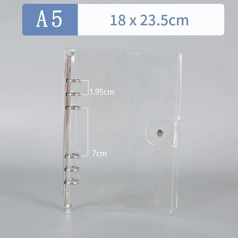 Transparent Color Plastic Clip File Folder A5/A6 Loose Leaf Ring Binder Planner Agenda School Office Supplies Glitter Stationery