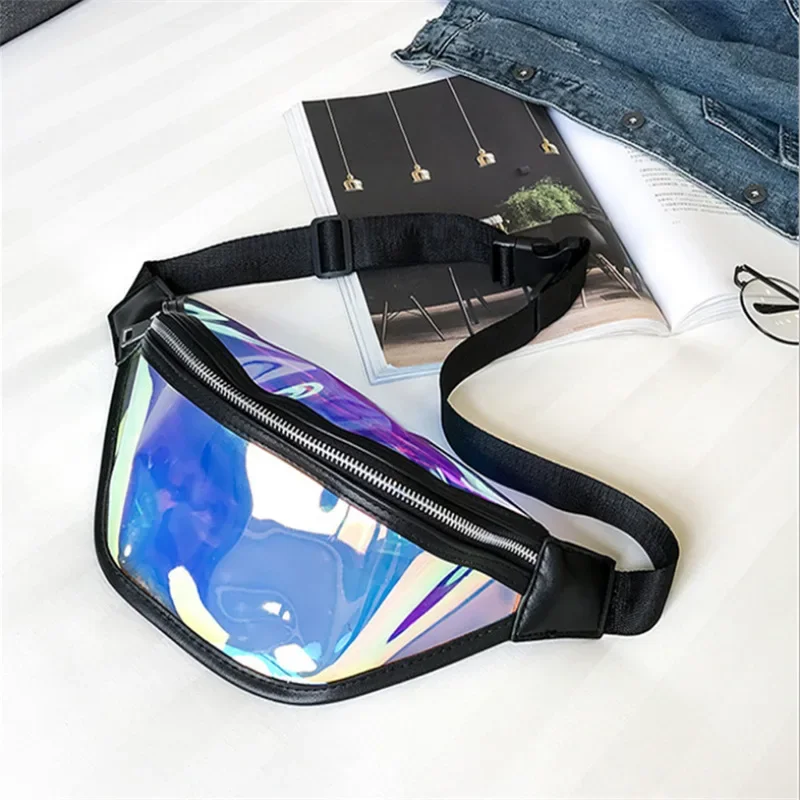 New Sports Fanny Pack Holographic Waist Bags Phone Pouch Waterproof Small Bag PVC Transparent Travel Storage Crossbody Chest Bag