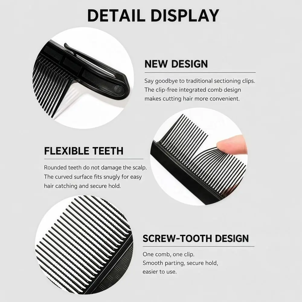 Professional Anti-Static Hair Sectioning Comb Smooth Wide-Tooth Barber Parting Comb Portable Durable Hair Clip Comb Salon Hair