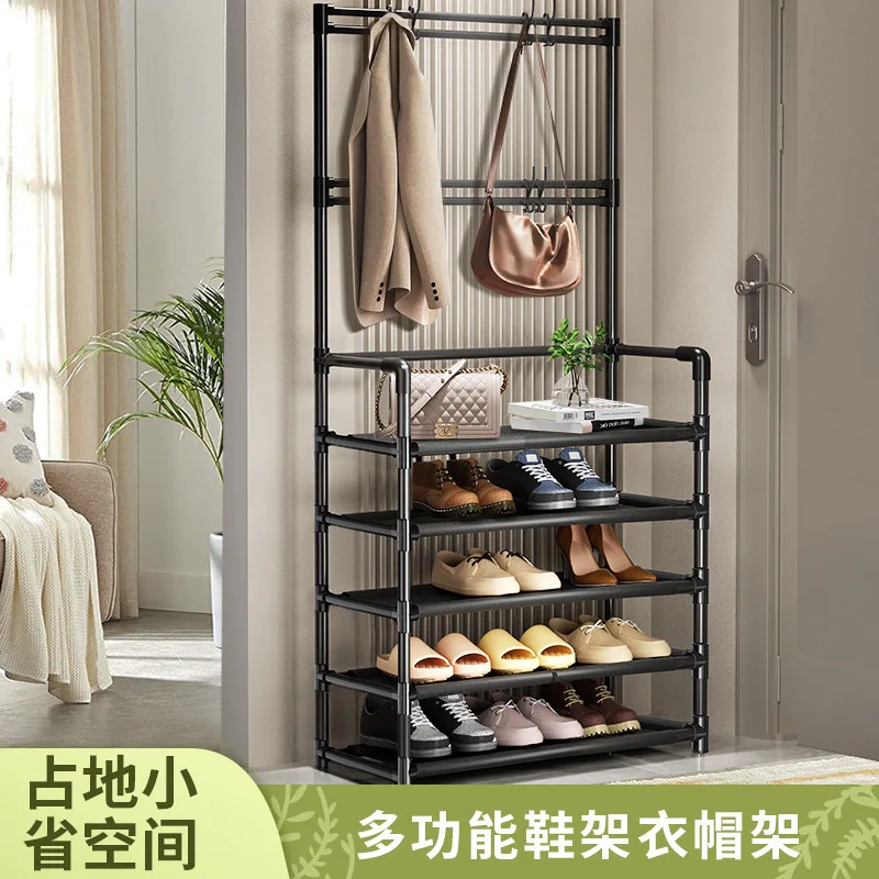 

Полка для хранения обуви, простая многослойная вешалка для одежды у двери дома, новая пыленепроницаемая полка для обуви, встроенная вешалка