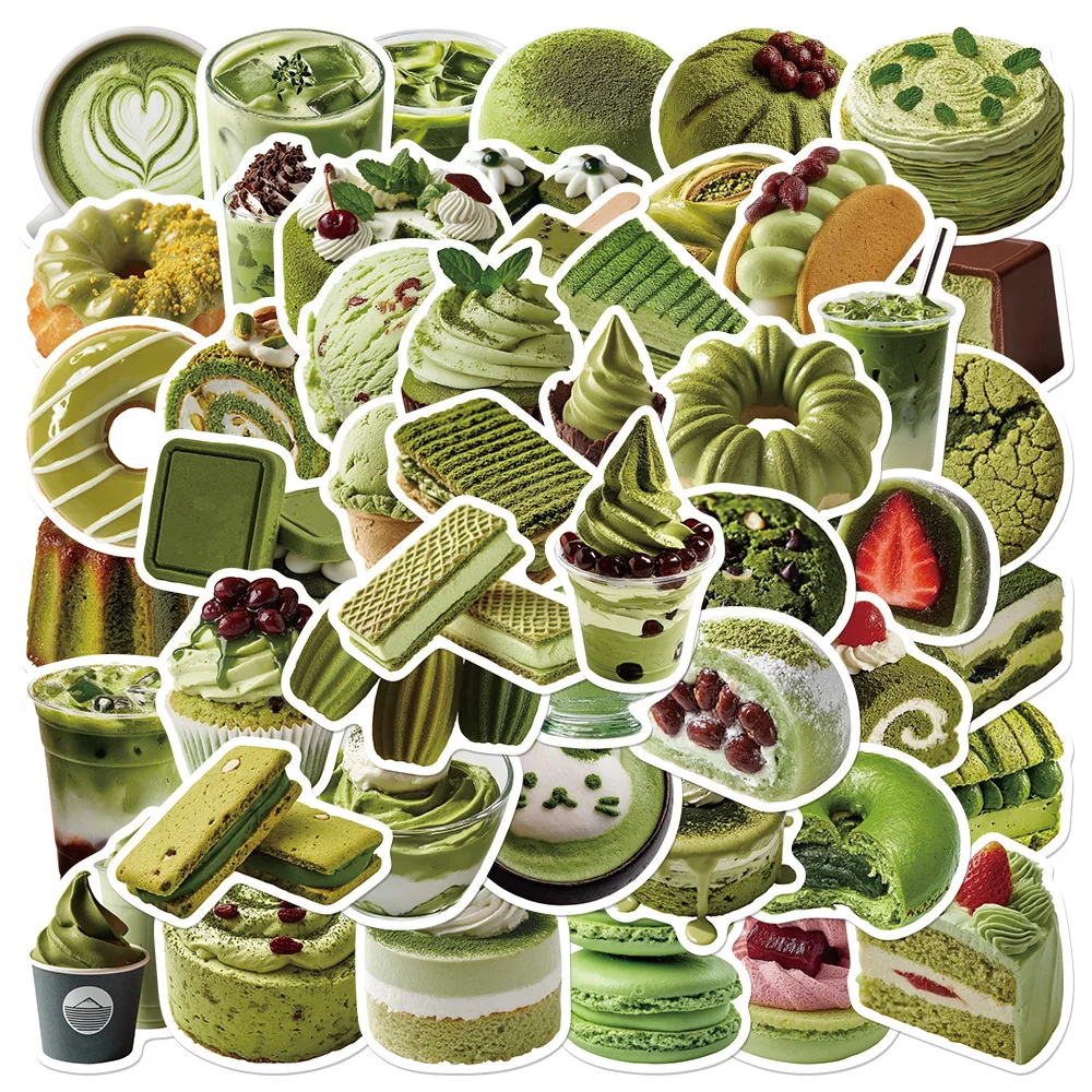 Food Storage Journal - 50 Stück Cartoon-Matcha-Ästhetik-Aufkleber für Tagebuch, Kamera,