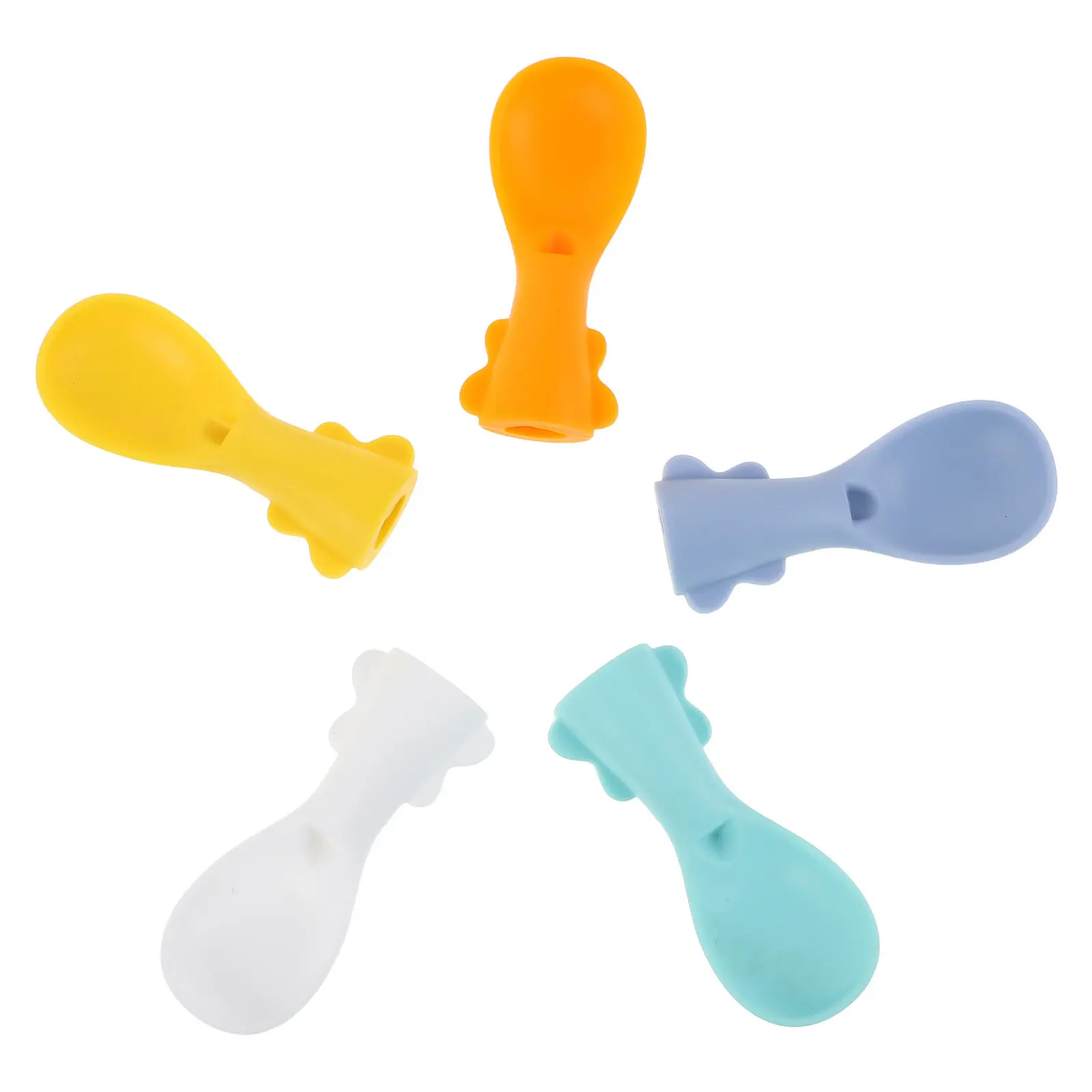 

5Pcs Baby Feeding Silicone Spoons Soft Flexible Food Pouch Attachment Mess Free Feeding Puree Dispenser Baby Puree Spoon