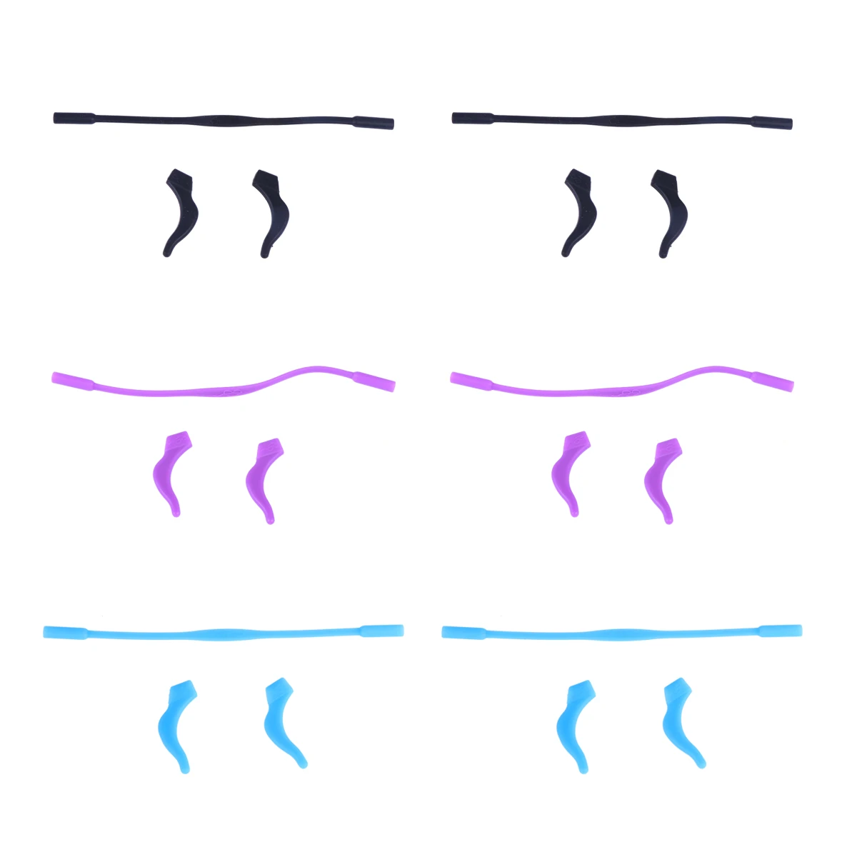 

6 Sets Eyeglass Retainer Cord Holder Strap 17cm Elastic Silicone Kids Sports Anti Slip Glasses Accessories Black Purple Sky Blue