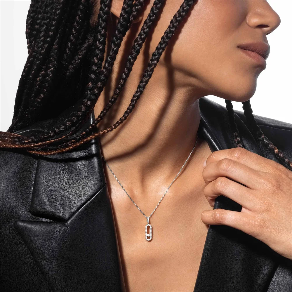 Messik Original Glowing Move Paved Diamond Pendant Necklace Sterling Silver 925 Necklaces Luxury Brand Trend Jewelry Accessory