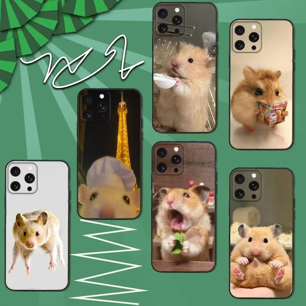 

Cute Mouse Rat Hamster Phone Case For iPhone 16e,16,15,14,13,12,11,Pro,X,XS,Max,XR,Plus,Mini Soft Black Cover