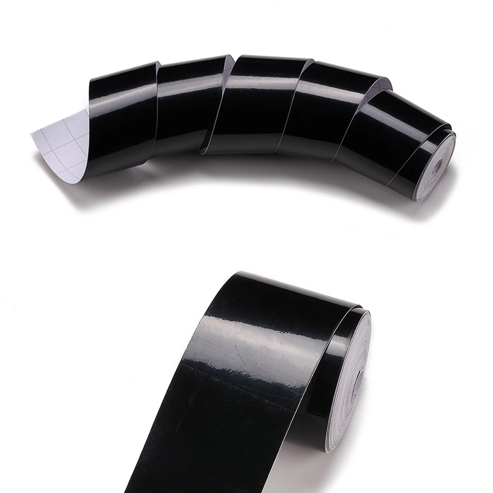 PVC Glanzend Zwart Lijstwerk Trim Wraps voor Auto Styling Bumper Side Rok Sticker Plakband Auto Instaplijsten Kofferbak Randbescherming