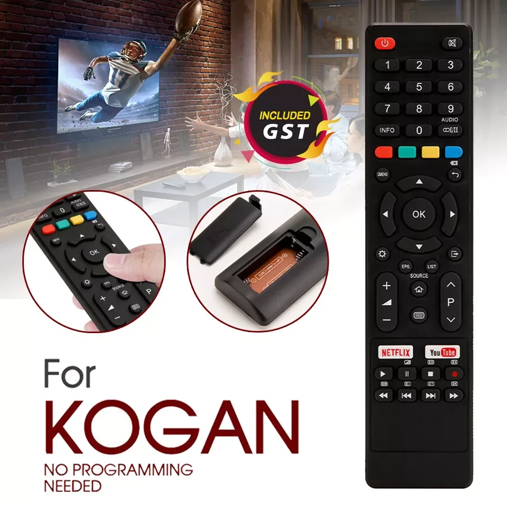 NEW Replacement TV Remote Control for Kogan Smart TV with NETFLIX + YOUTUBE key