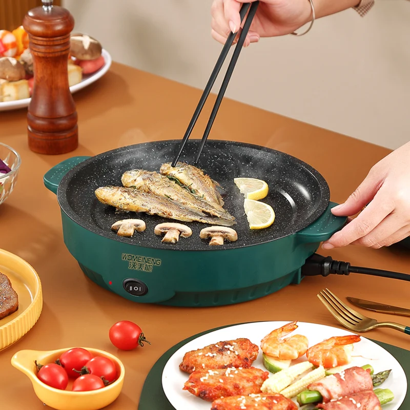 

All-in-One Electric Grill Pan - Commercial Household Plug-in Smokeless BBQ Griddle for Dorm