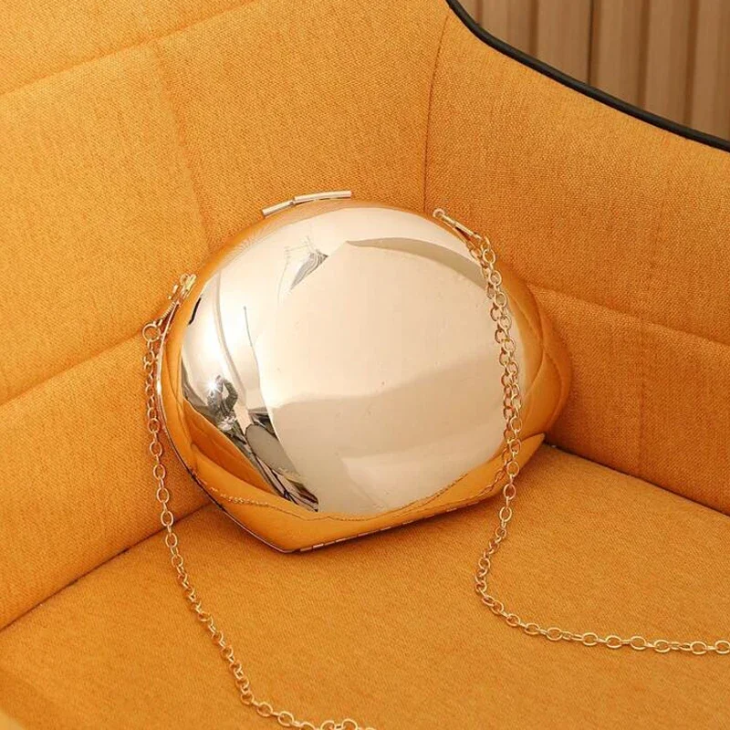 Designer New Shell Shape Bag Smooth Mirror Acrylic Clutch Bag Women Evening Party Bag Shiny Metal Shoulder Crossbody Small Purse