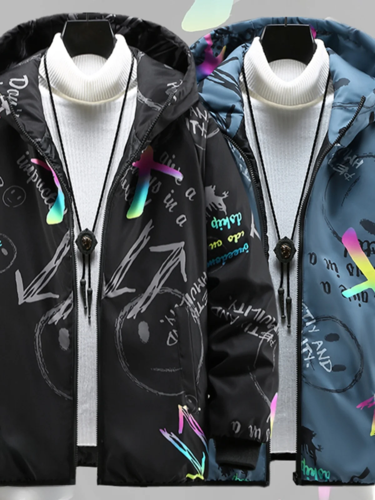 

Легкая хлопковая куртка для мужчин, осень-зима, свободная посадка, двухслойное пальто с капюшоном из полиэфирного волокна, городская модная молодежная одежда