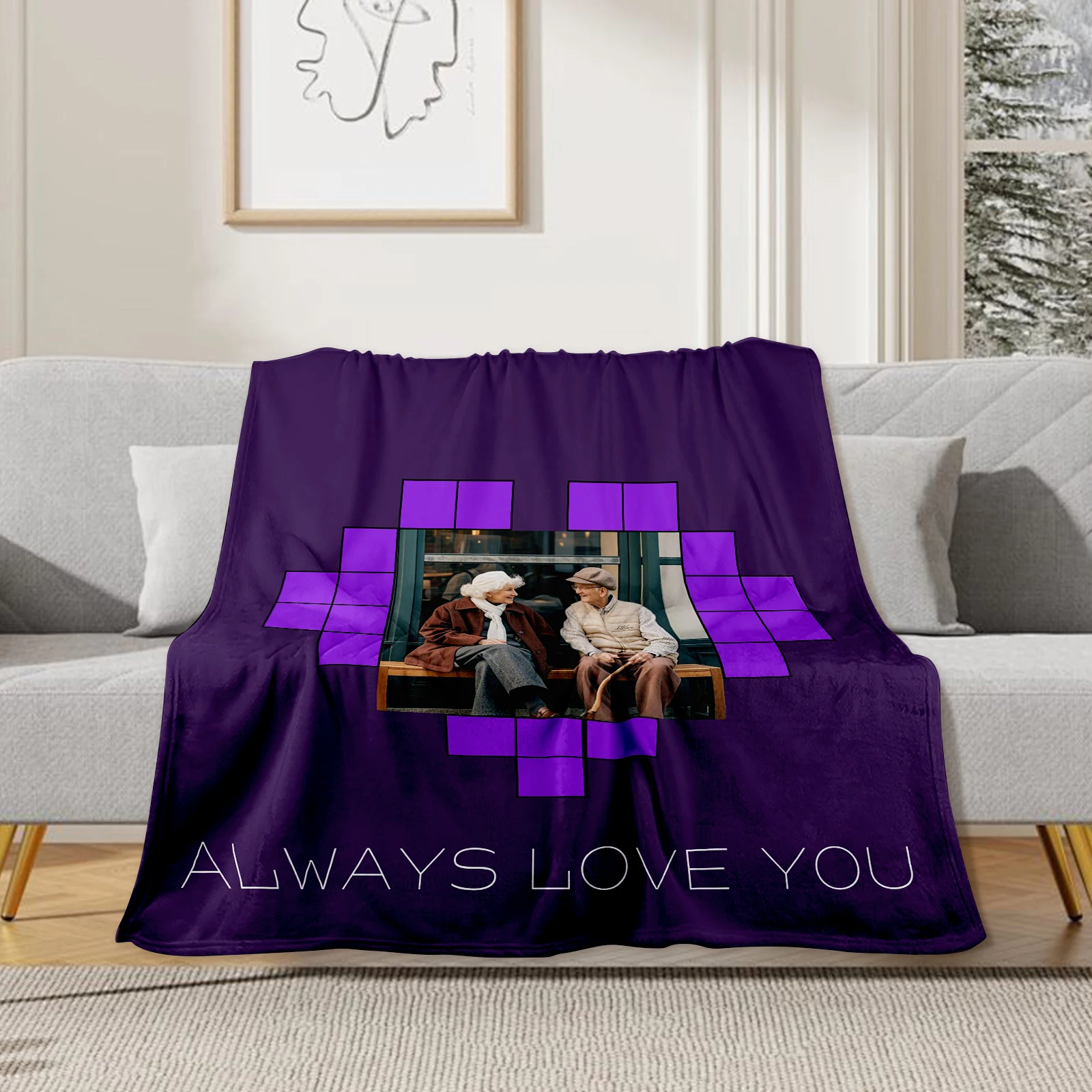 Personalized Blanket for Family Best Friends Unique Gift with Heart Design Perfect for Originality Blanket Decoration To Brother