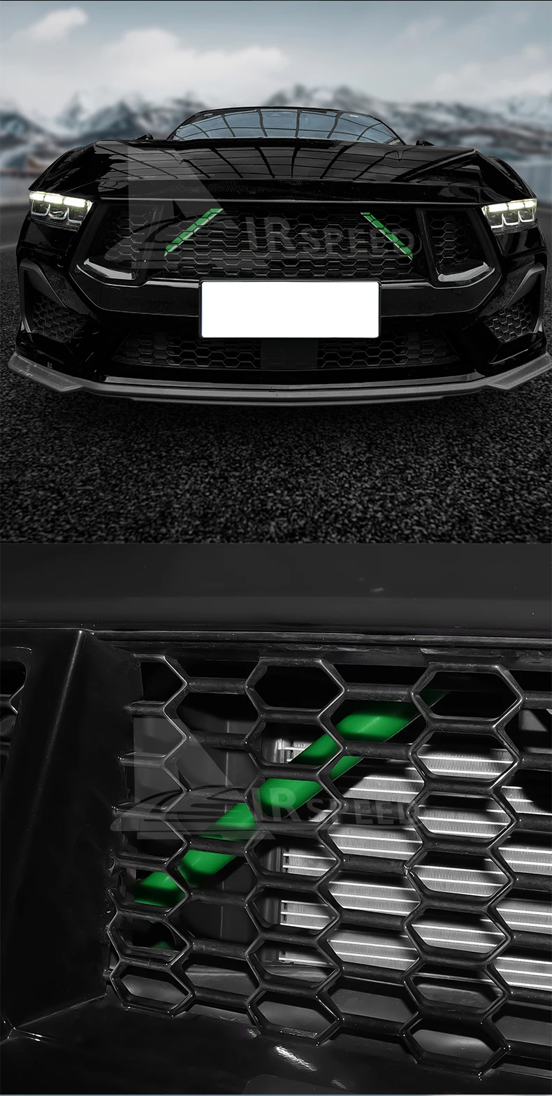 1 paar Auto Kühlergrill Trim Streifen Für Ford Mustang GT Dark Horse EcoBoost 2024 2025 Wrap Sport Styling Dekoration zubehör – Detail 12