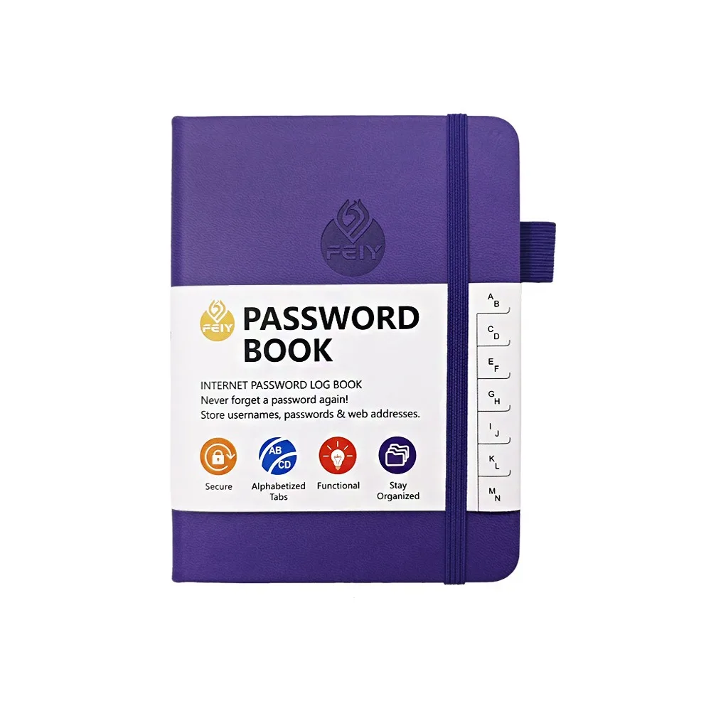A6 Password Book 68Sheets Alphabetical Tabs Internet Address Organizer Simple PU Leather Cover Password Organizer