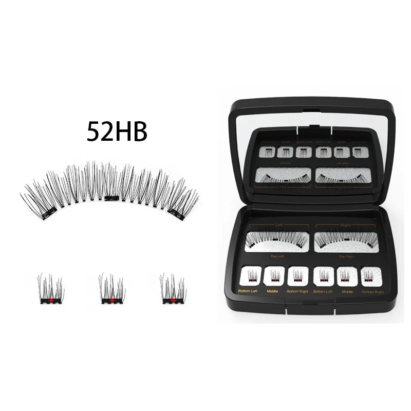 Magnetic Eyelashes with 3 Magnet Kit Acrylic Box Packaging 3D Handmade Soft Natural Fake Eye Lash Reusable Long Lasting Tool