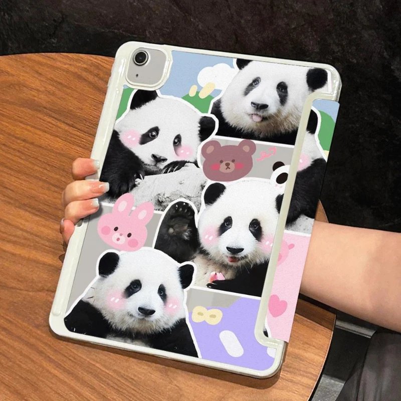 Smart PU Case for IPad 10.2 8th 9th Gen 10.9 10th Gen IPad 5th Generation 9.7 Inch Ipad 3 10.5 Inch Cartoon Cute Panda Print