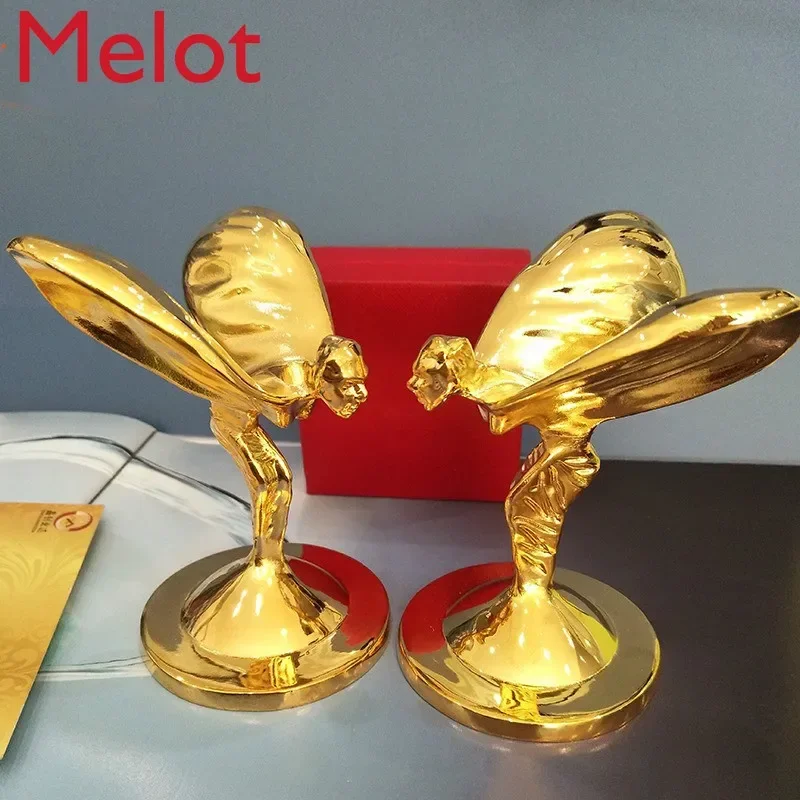 New Electric Sightseeing Tour Individual Car Logo Rolls Royce Small Gold Statue Wedding Angel Goddess Flying Man