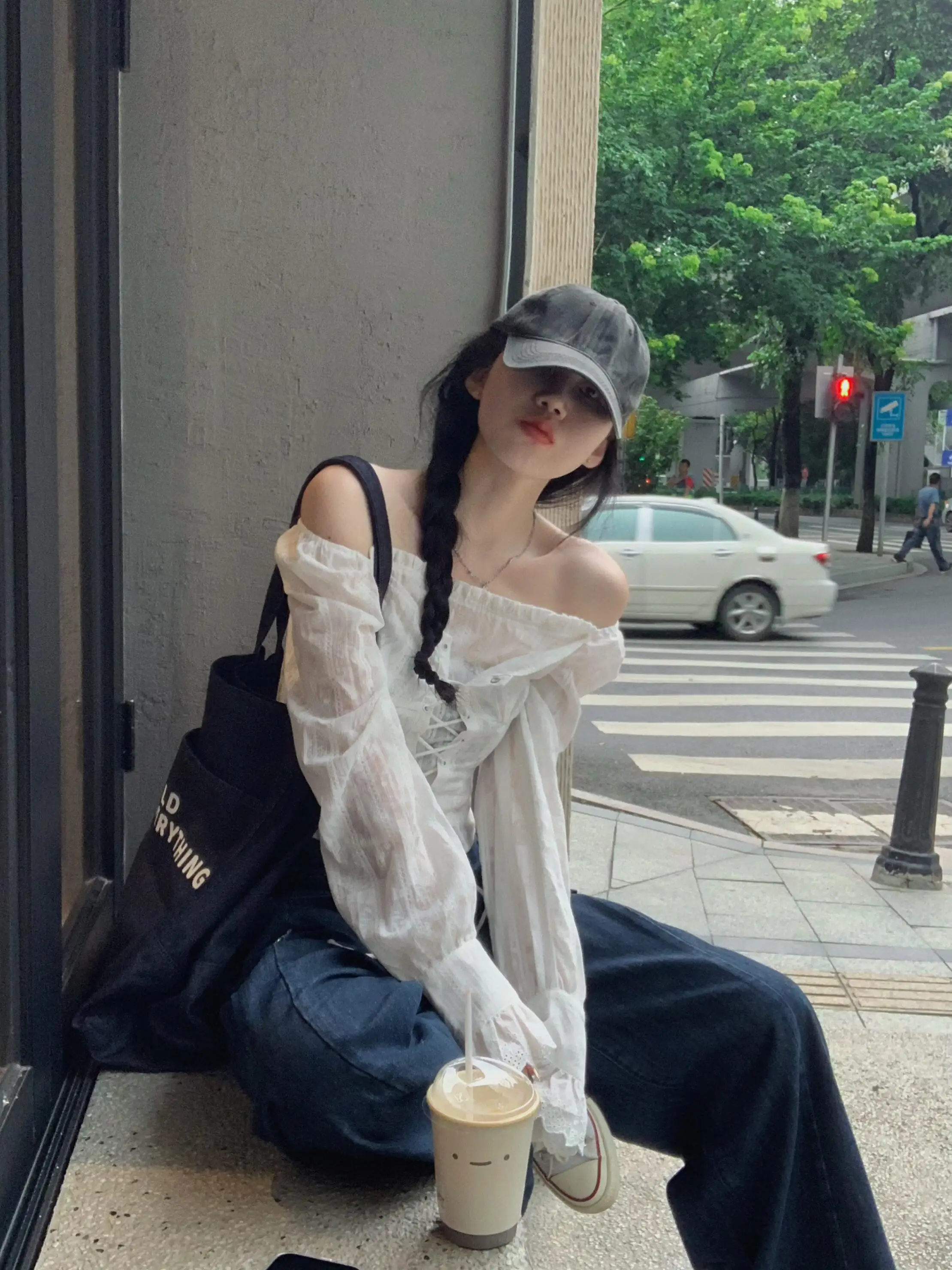 

Белый кружевной топ на одно плечо для женщин, приталенный, с завышенной талией, в корейском стиле, дышащий, солнцезащитный, длинный рукав