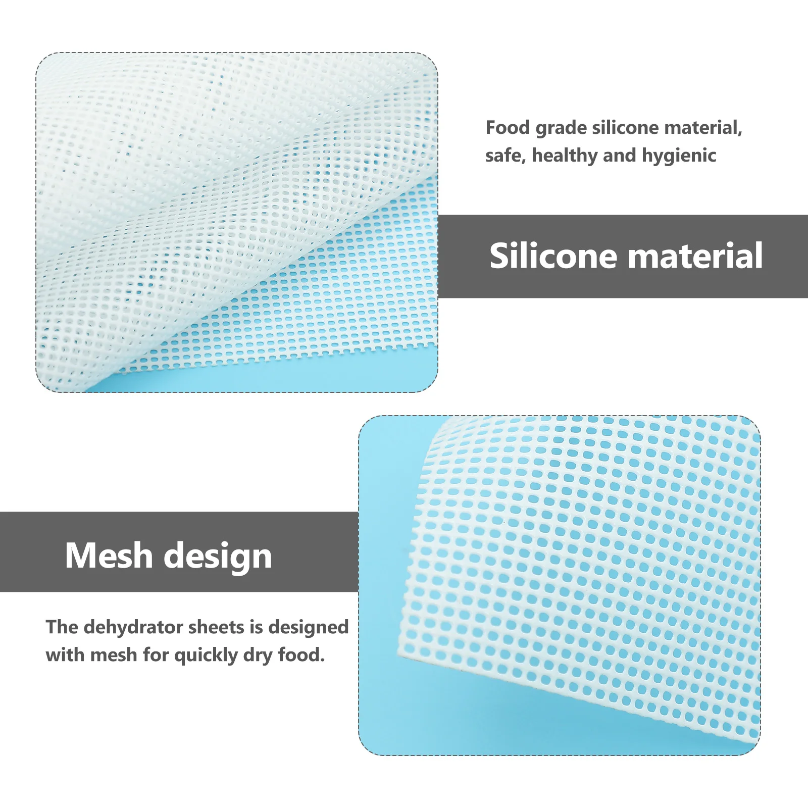 6 ชิ้น 29 เซนติเมตร x 37 เซนติเมตรผลไม้เสื่ออบแห้งซิลิโคน Dehydrator ถาดอาหารเครื่องเป่าแผ่นไม่เหนียวเหนอะหนะตาข่าย Pad เครื่องเป่าอุปกรณ์