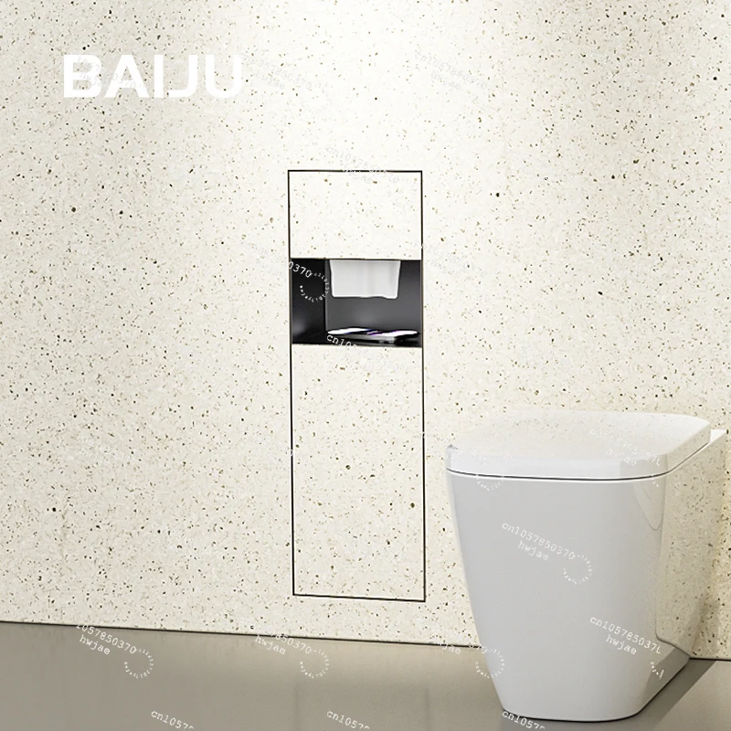 Toilet Concealed Stainless Steel Trash Can Embedded Niches Tissue Box Bathroom Toilet Shelf Wall Cabinet