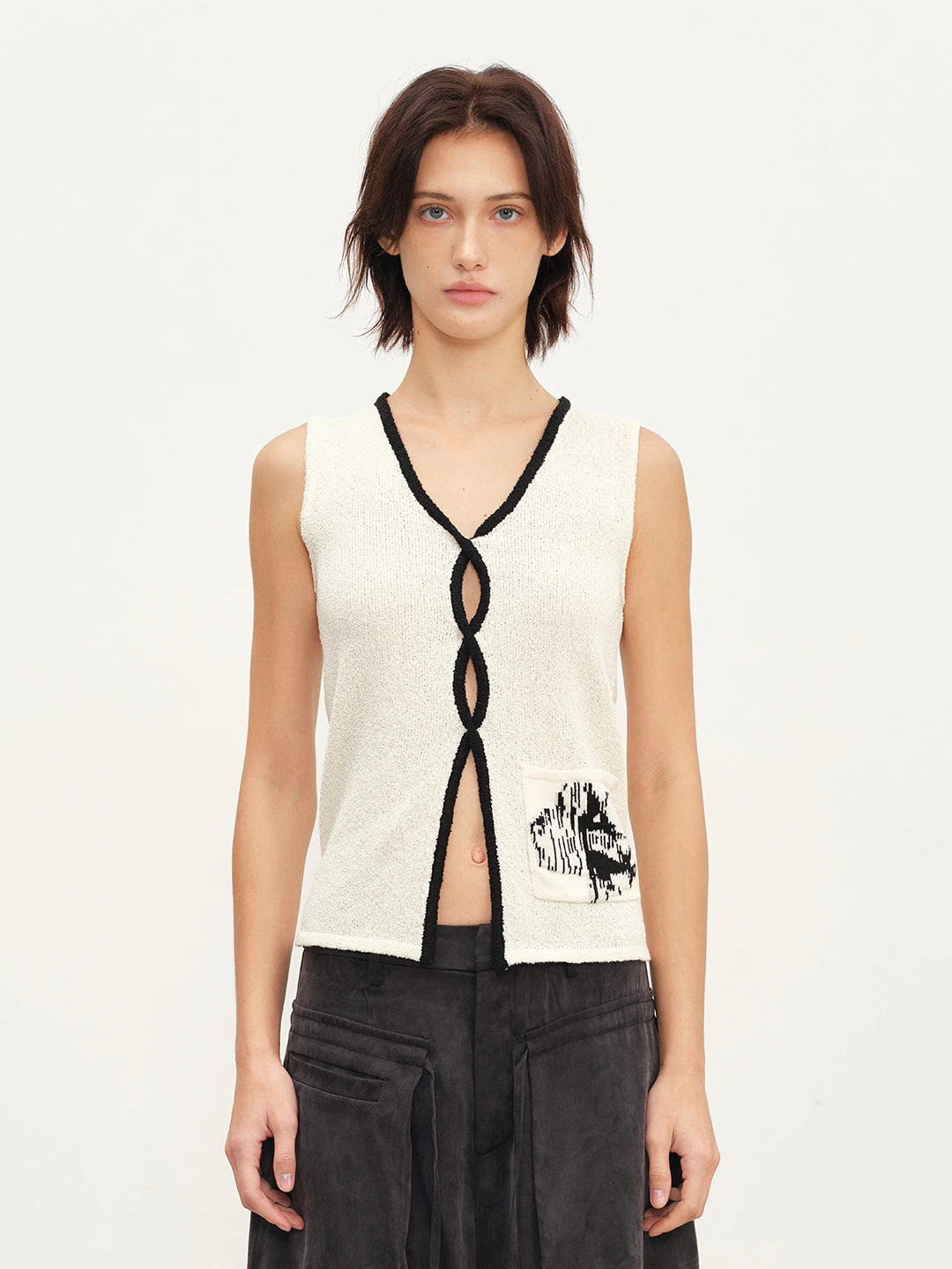 

Howwell2026SS Natural Linen Feel Breathable Skin-friendly Layered Knit Vest Casual Slim Fit Button Style Open Cardigan Sweater