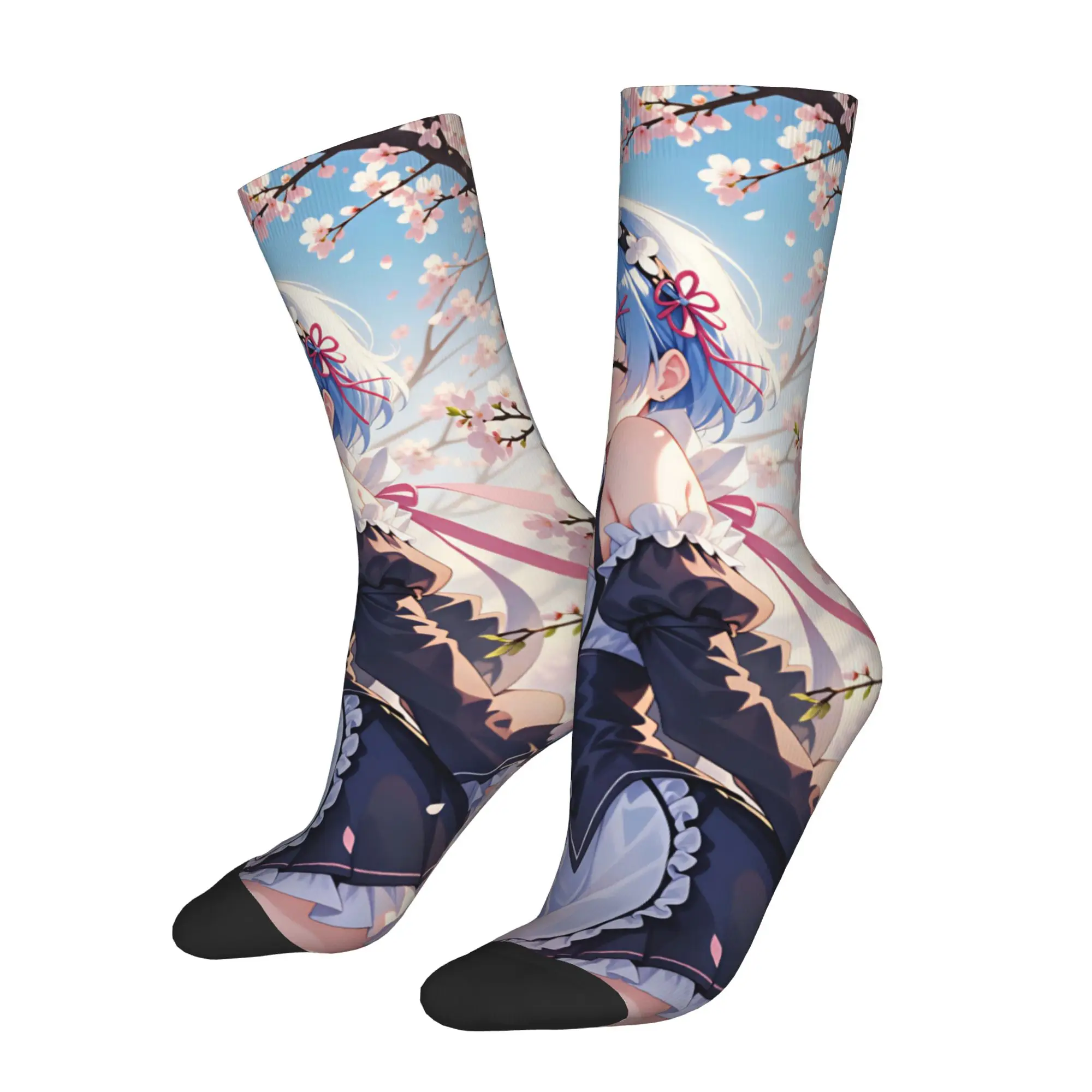 Anime Rem Emilia R-Re:ZERO Crew Socks Unisex Cute Starting Life in Anothers Worlds Spring Summer Autumn Winter Dress Socks