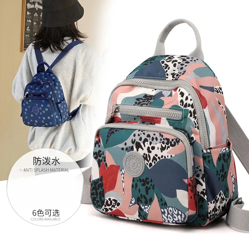 Women Floral Print Mini Backpack Flower Printing Women Shoulder Bag Preppy Waterproof Nylon Female Rucksack Purses For Girls